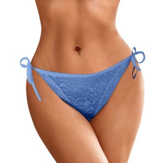 Generic Women Lace Briefs Womens Seamless Tie Side Panties Sexy Bikini Panties Lace Ladies High Waist Low Waist Panties Womens Full Brief Blue