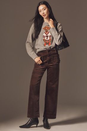 Maeve The Colette Scallop Pocket Corduroy Crop Wide-Leg Pants by Maeve