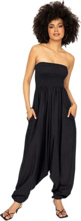 Likemary Silk Look Maxi Harem Trouser Jumpsuit Black (One Size)