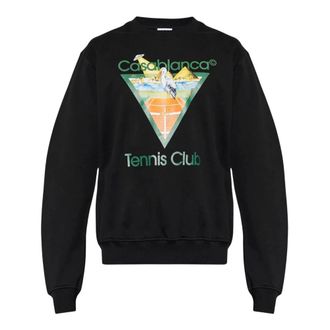Casablanca Tennis Club Icon grafische katoenen sweater - Heren - Sweatshirts - Zwart - XL - Katoen - Hoodies & sweatvesten