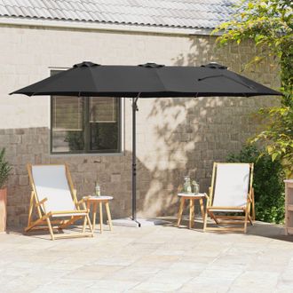 Berkfield Home Garden Cantilever Parasol Black Large Powder-coated steel