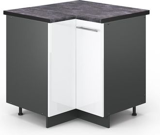 Vicco Armario De Esquina Fame-line, Blanco Alto Brillo, 80.5 Cm, Et Antracita