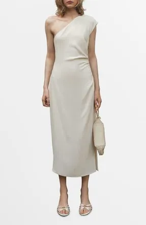 Mango One-Shoulder Dress in Off White at Nordstrom Rack, Size 2