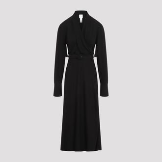 Patou Black Draped Maxi Day Dress
