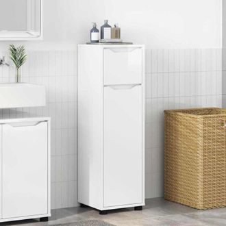 vidaXL vidaXL Mobile da Bagno con cassetto Bianco Lucido 30,5 x 30 x 101 cm
