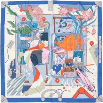 Herm&egrave;s Pre-owned Scarves, female, Blue, Size: ONE SIZE Pre-owned Carre 90 Silk Scarf