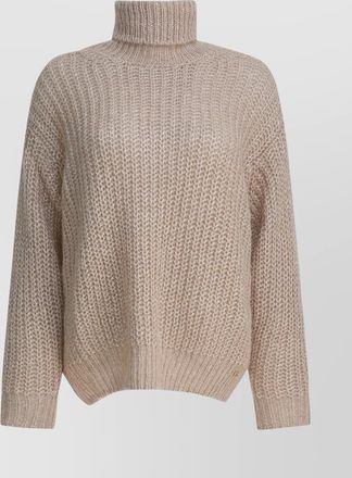 Herno chunky knit turtleneck sweater with ribbed cuffs and hem