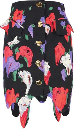 Moschino Rokken, Dames, Veelkleurig, S, Katoen, Asymmetrische Bloemige Rok