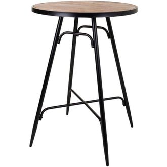Wanderlust Deco Wanderlust Deco - Mesa Alta Redonda De Metal Y Madera Gris 76x76x105