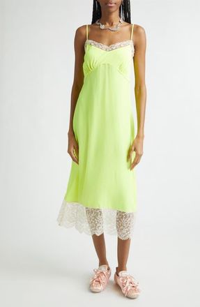 Simone Rocha Lace Trim Slipdress in Fluoro at Nordstrom, Size 2 Us