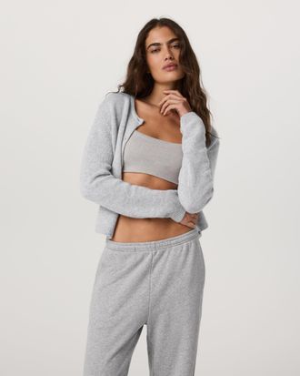 Vuori Clothing Émilie Cashmere Cardi | Pale Grey Heather | XS, Size Extra Small