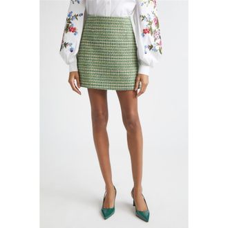 Carolina Herrera Tweed Miniskirt in Green Multi at Nordstrom, Size 12