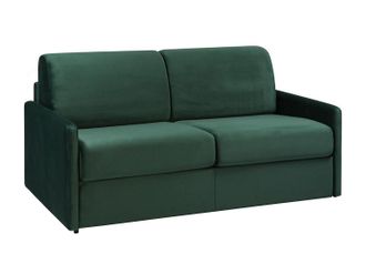 Vente-Unique Sof&aacute;-cama de 4 plazas con apertura expr&eacute;s de terciopelo CALIFE - Verde pino - Cama de 160 cm - Colch&oacute;n de 18 cm