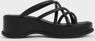 Charles & Keith Strappy Tubular Wedge Sandals