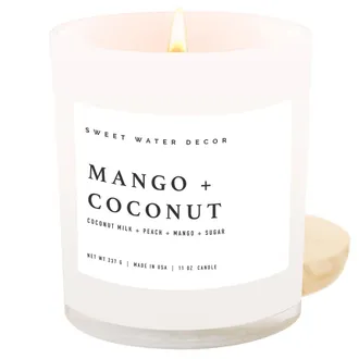 Sweet Water Decor 11oz White Jar Candle - Sweet Scents in Mango And Coconut at Nordstrom