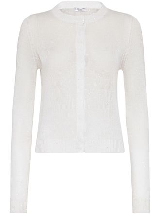 Brunello Cucinelli concealed front fastening cardigan - White