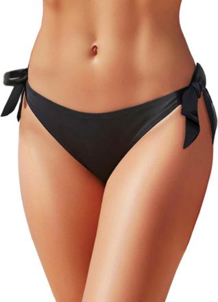 Holipick Bikini Bottoms for Women String Swim Bottom Adjustable Side Tie Bikini Bottom Low Rise Swimsuit Bottom, Black-wide, XL