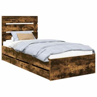 vidaXL Estructura De Cama Roble Ahumado 100 X 200 Cm Madera Ingenieril Vidaxl