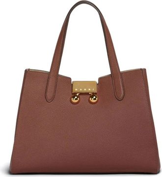 Marni Tote Bag - Dames - Shoppers - Rood - ONE Size - Leer - Tassen