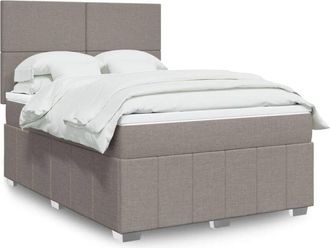 vidaXL Vidaxl - Cama Box Spring Con Colch&oacute;n Tela Gris Taupe 140x200 Cm