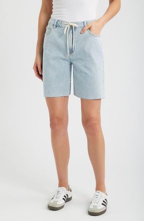 1822 Denim Drawstring Raw Hem Denim Shorts in Valinda at Nordstrom, Size 30