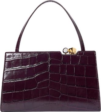 Jacquemus Burgundy Leather Crocodile-Embossed Salone Shoulder Bag