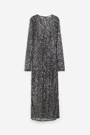H&M Netzkleid mit Pailletten - Dunkelgrau