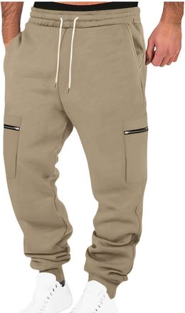 Generic Jogging Pants for Men Tracksuit Bottoms Sweatpants Cuffed Gym Trousers Casual Mens Joggers with Zip Pockets Workwear Elasticated Waisted Open Hem Swea