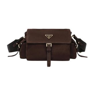 Prada Explore Medium Schoudertas - Dames - Tassen - Bruin - Maat: ONE Size Leer