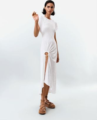 Desigual Manga corta - Vestito bianco floccato