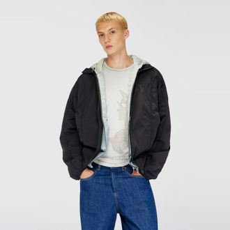 Diesel Crinkled-nylon jacket with piping - Jackets - Man - Black
