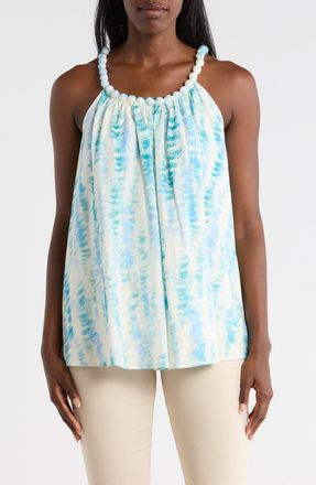 Patrizia Luca Beaded Neckline Cotton Tank in Blue at Nordstrom Rack, Size X-Small