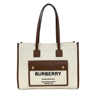 Burberry Beige Cotton Leather Linen Tote Bag (Pre-Owned)
