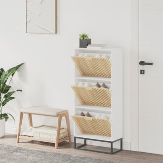 vidaXL Mueble Zapatero Madera Contrachapada Blanco 52x25x120 Cm Vidaxl