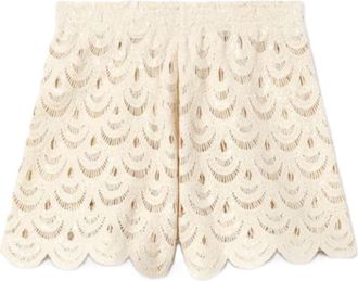 MC2 Saint Barth Neutrals Crochet Cotton Shorts
