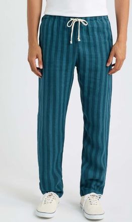 Alex Crane Bo Linen Drawstring Pants in Big Wave Dusk at Nordstrom, Size Xx-Large