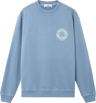Stone Island Cotton Fleece Sweatshirt - Heren - Sweatshirts - Blauw - S - Katoen - Hoodies & sweatvesten