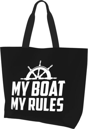 AOOEDM My Boat My Rules Ladies Canvas Tote Reusable Shopping Bag