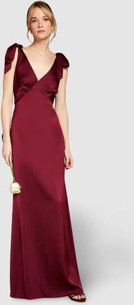 Coast Satin Tie-Shoulder Maxi Dress in Malbec at Nordstrom, Size 16