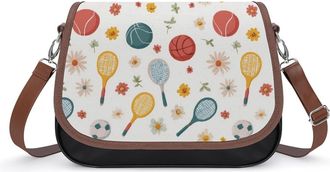 Generic Badminton Racke Basketball Fashion Womens Crossbody Bags Novelty Handbag Shoulder Bag Purse