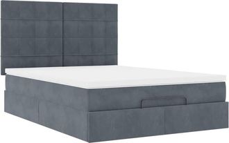 vidaXL Ottoman Bed with Mattresses Dark Grey 140x200cm Velvet Vidaxl