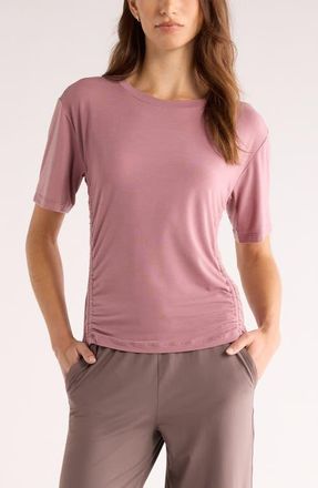 Zella Breathe Ruched Performance T-Shirt in Purple Wistful at Nordstrom, Size Xx-Large