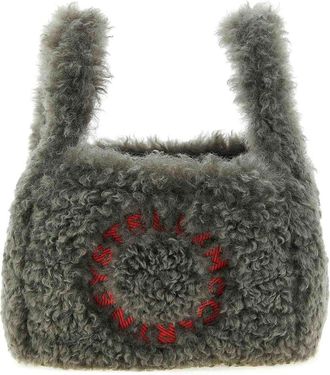 Stella McCartney Shearling Logo Shoulder Bag
