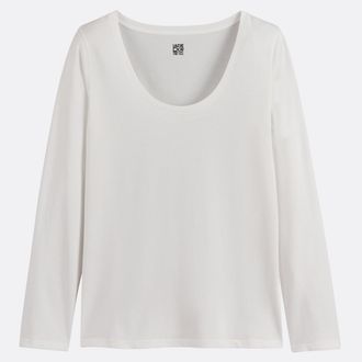 La Redoute Collections T-shirt met ronde hals en lange mouwen