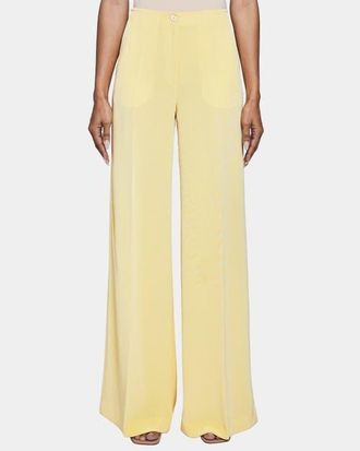Santorelli LILY Wide Leg Pants with Slanted Side Pockets in Fluid Cady in Lemon at Nordstrom, Size 4