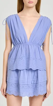 Wayf x Hannah Lovey Porter Goldie Cotton Eyelet Top (Nordstrom Exclusive) in Chambray at Nordstrom, Size X-Large