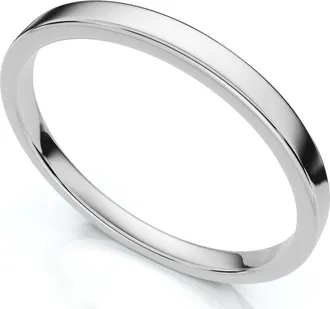 Pompeii3 2mm Flat High Polished Wedding Band 950 Platinum Size Selectable