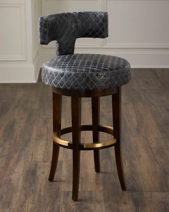 Massoud Calloway 30 Leather Swivel Bar Stool