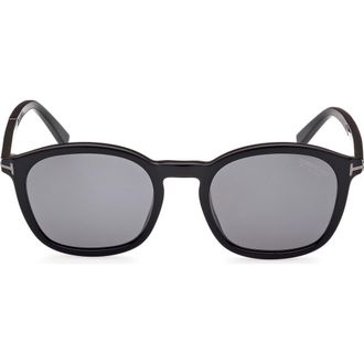 Tom Ford Jayson 52mm Polarized Square Sunglasses in Shiny Black /Polarized Smoke at Nordstrom Rack