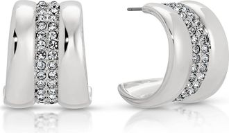 Ettika Pav&eacute; Center Hoop Earrings in Silver at Nordstrom